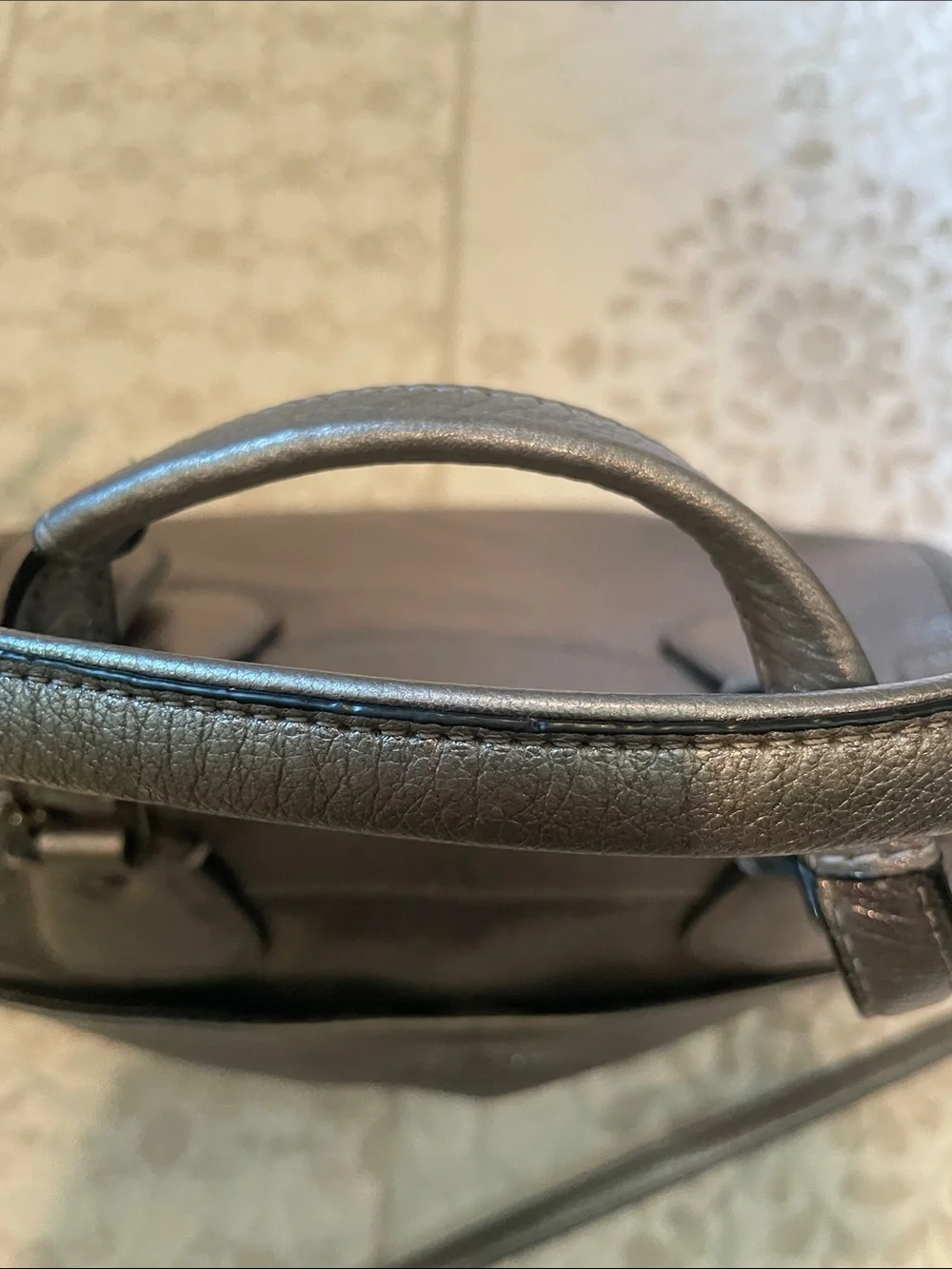 Coach Metallic Pewter Leather Shoulder Bag